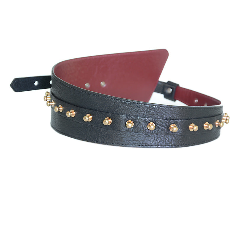 Punk style exaggerated rivet wide belt