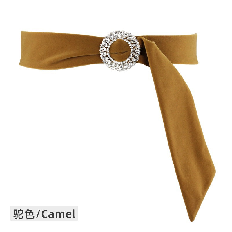 Rhinestone buckle belt woman
