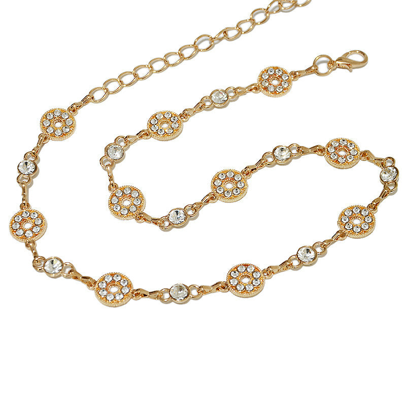 Rhinestone Inlaid Women's Metal Waist Chain