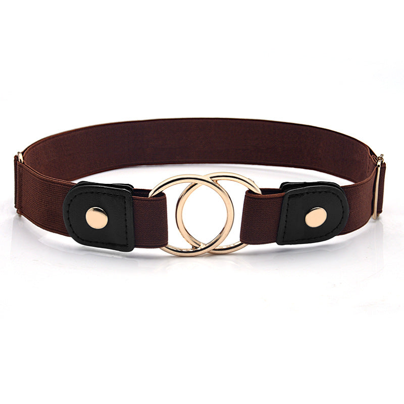 Round buckle adjustable elastic belt