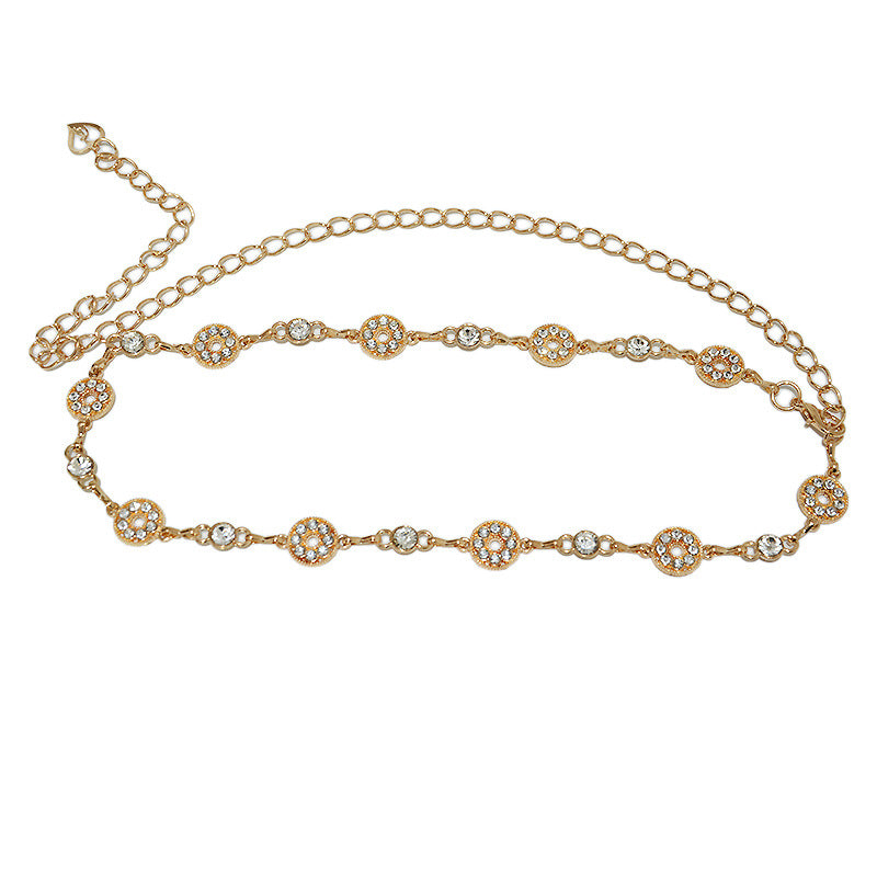 Rhinestone Inlaid Women's Metal Waist Chain