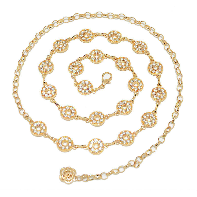 Rhinestone Inlaid Women's Metal Waist Chain