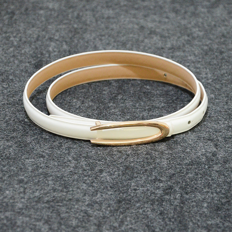 Solid color pu imitation leather thin belt