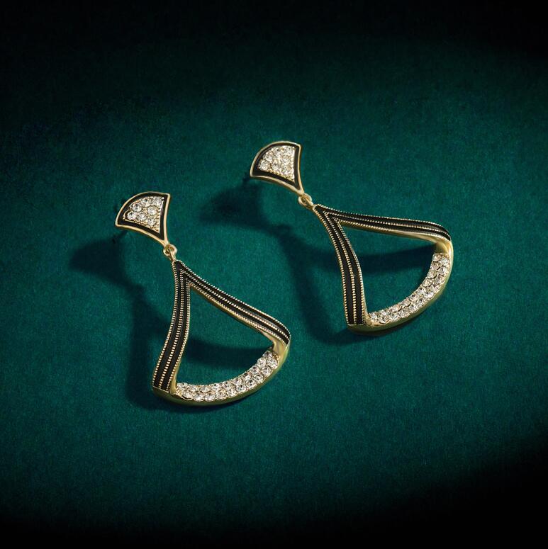 925 Silver Needle Fan Pendant Earrings