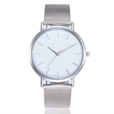 Reloj de cuarzo para mujer con tres escalas y sin dígitos y correa de malla popular