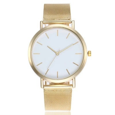 Reloj de cuarzo para mujer con tres escalas y sin dígitos y correa de malla popular