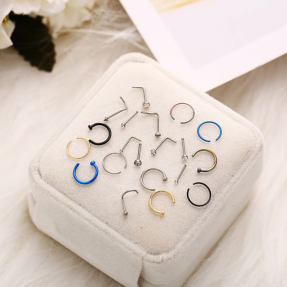 Stainless Steel Mixed Nose Ring Set