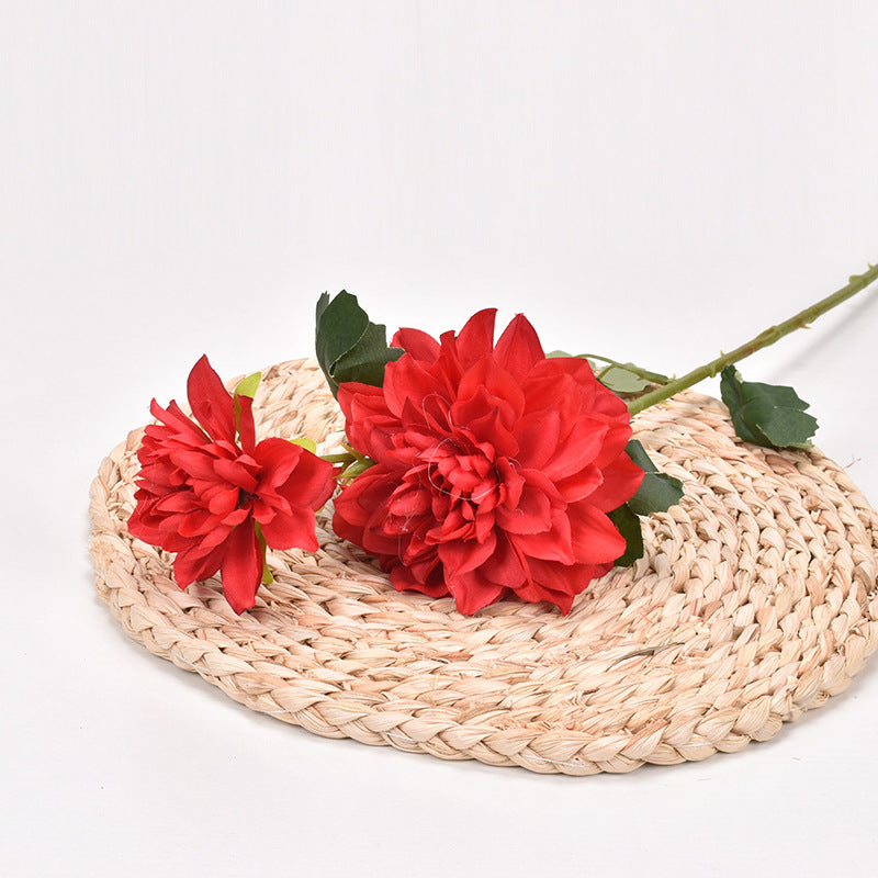 Ramo artificial de crisantemo dalia de 2 cabezas de estilo europeo