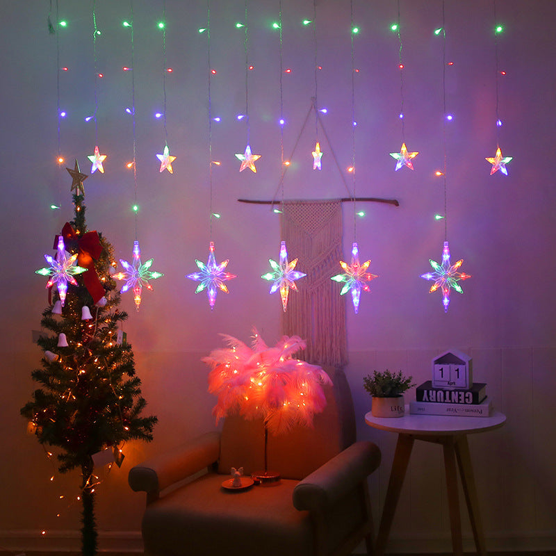 Cadena de luces de escena para acampar al aire libre, luz de estrella y luna