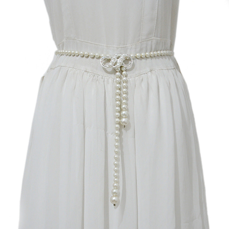 Pearl thin belt female sweet