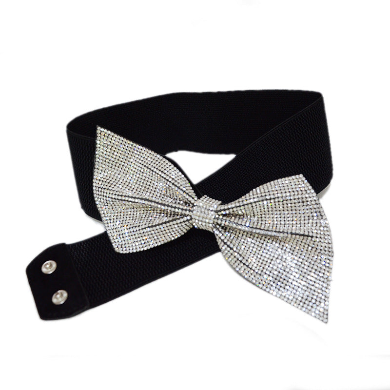 Rhinestone inlaid bow belt
