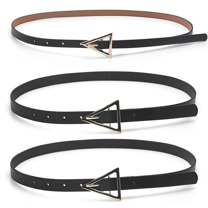 Snap button thin belt triangular button head