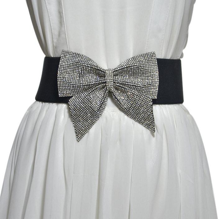 Rhinestone inlaid bow belt