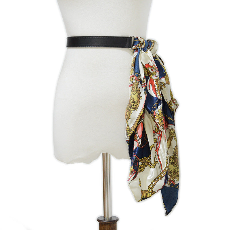 Belt silk scarf colored belt