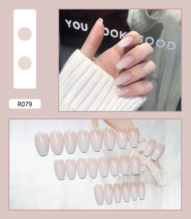 Western Style Gradient Ballet Fake Nails 24 Pieces