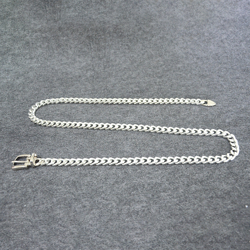 Punk silver chain with jeans