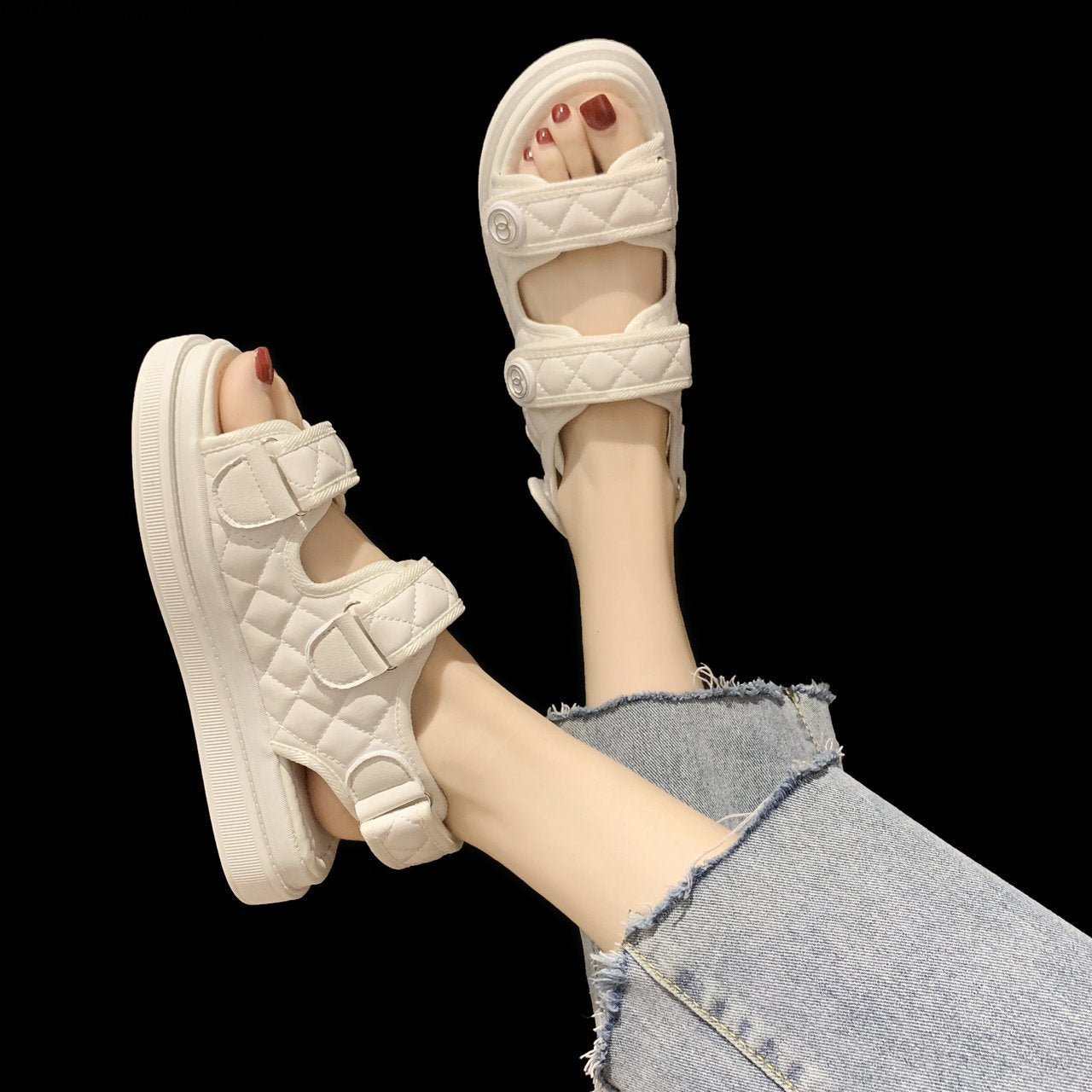 Velcro platform beach shoes