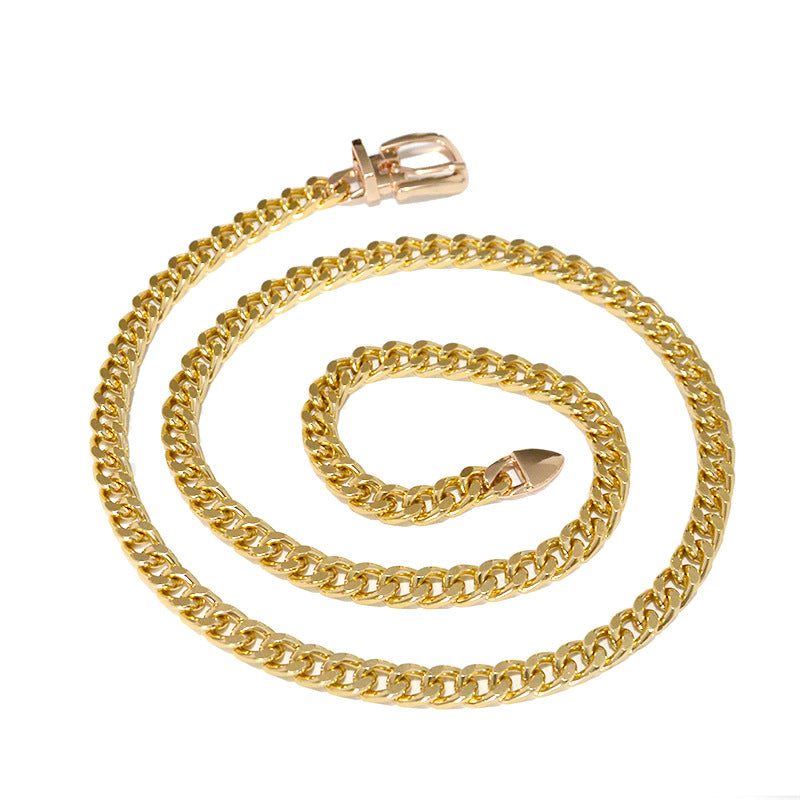 Punk silver chain with jeans