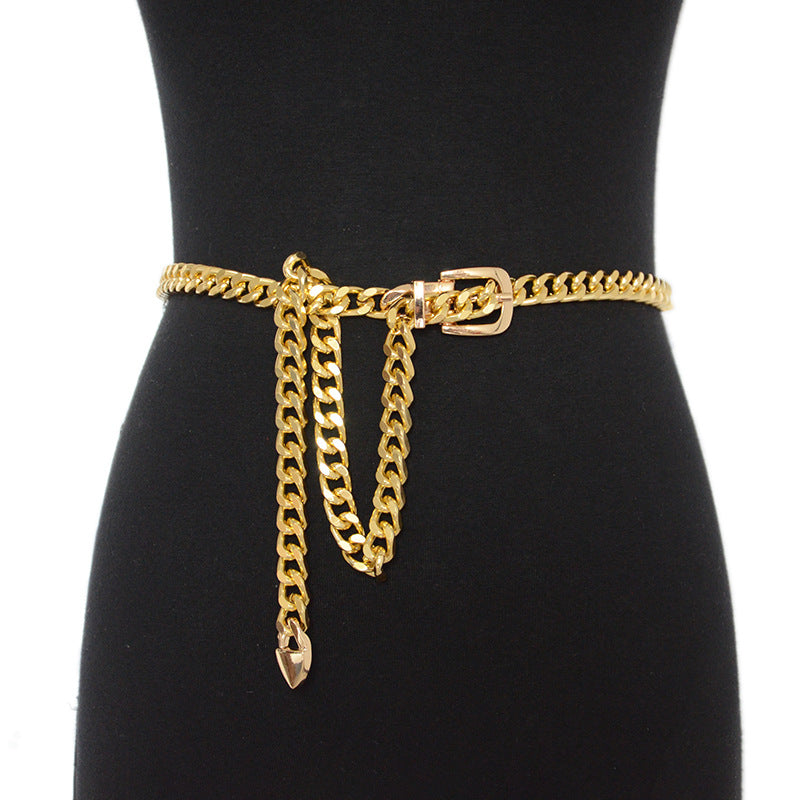 Punk silver chain with jeans