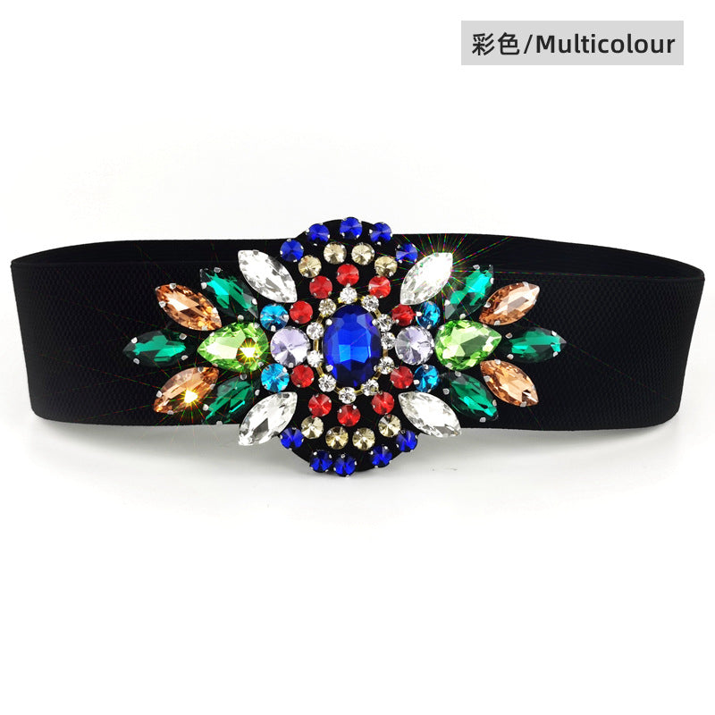 Crystal rhinestone inlay with dress belt