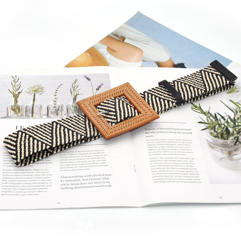 fashion Cotton and linen wide waist seal