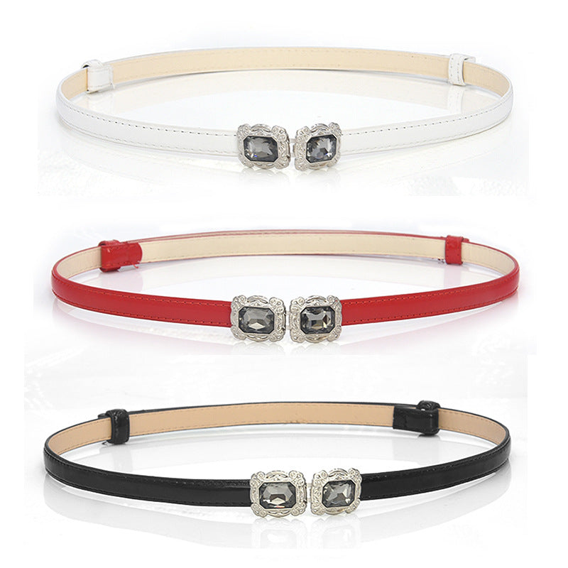 Simple patent leather thin belt