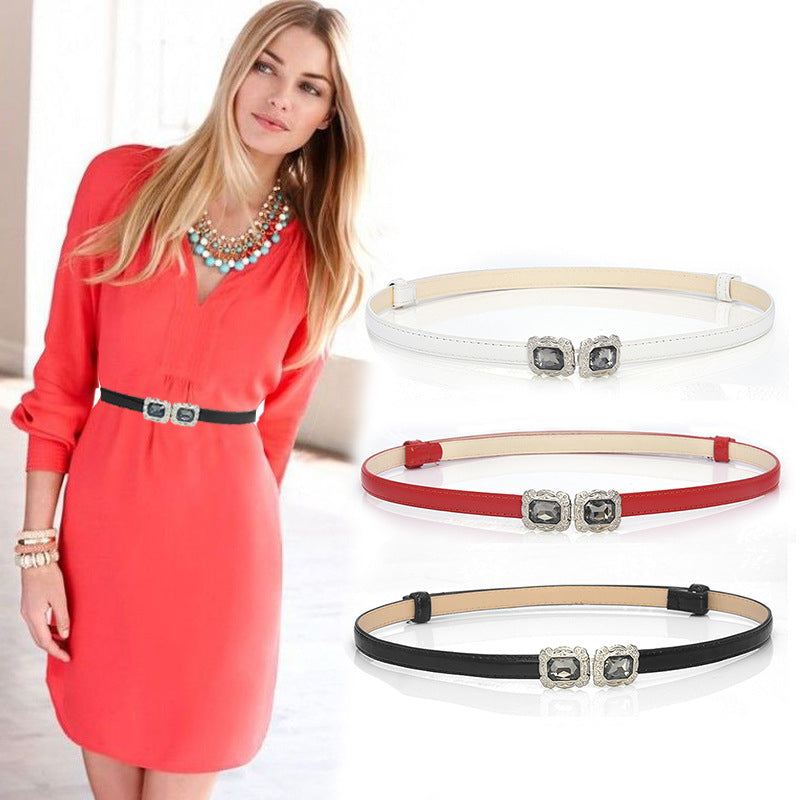Simple patent leather thin belt