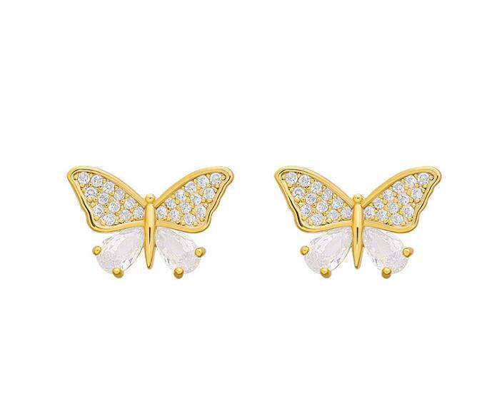 925 silver needle small butterfly stud earrings