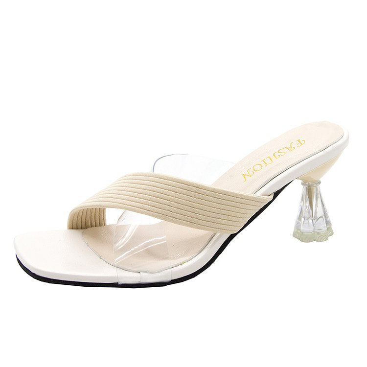 Transparent high-heeled cool slippers