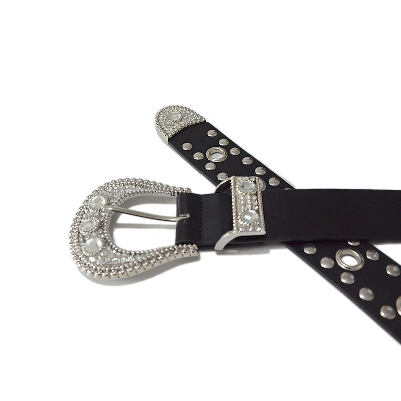 Rhinestone Rivet Belt