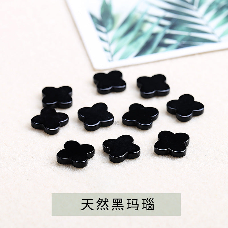 Accesorios de joyería DIY de trébol de cuatro hojas de ágata roja y negra de 12 mm