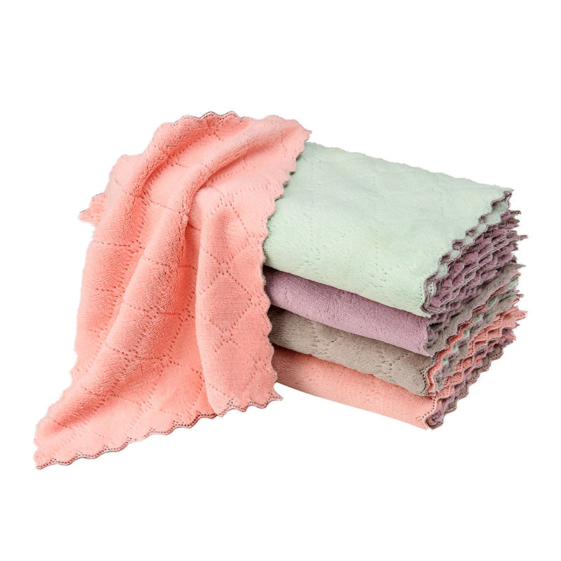 Non-Shedding Absorbent Dish Cloth Thick Kitchen Cleaning Towel