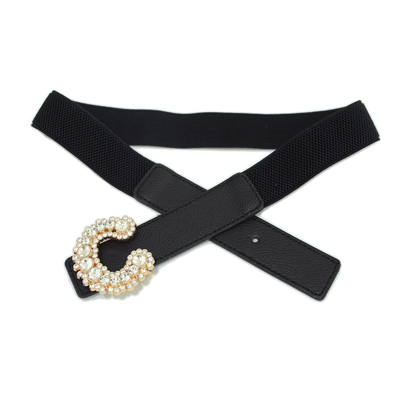 Rhinestone inlaid small waist seal