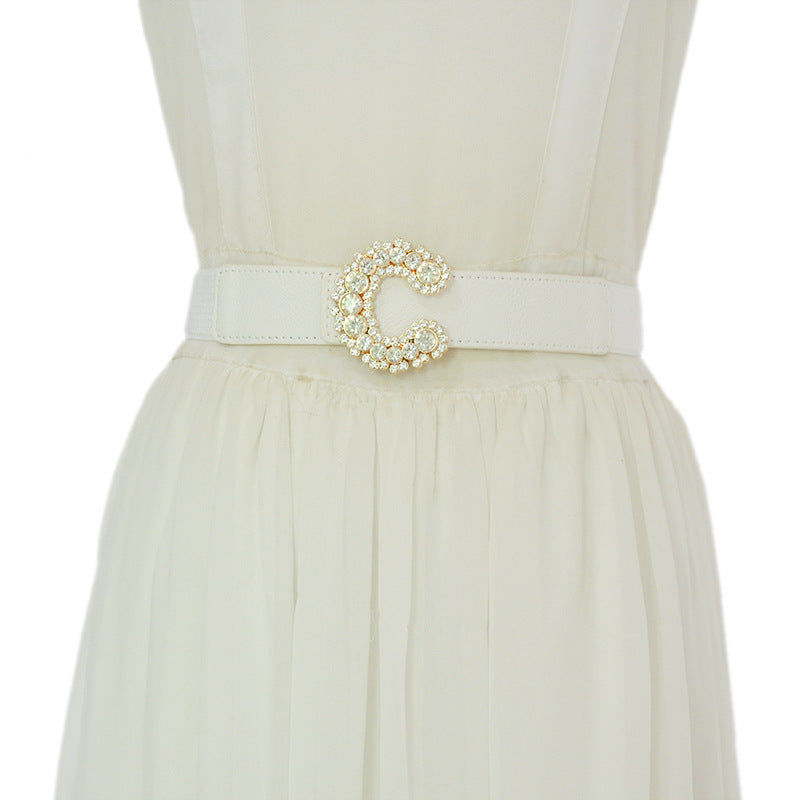 Rhinestone inlaid small waist seal