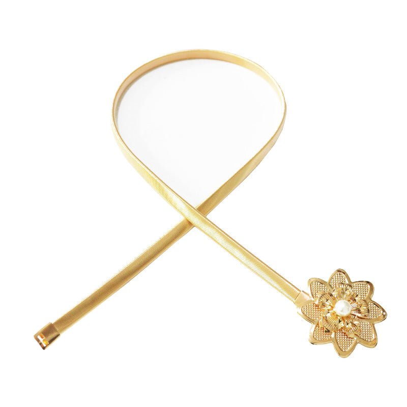 Pearl Flower Metal Waist Chain