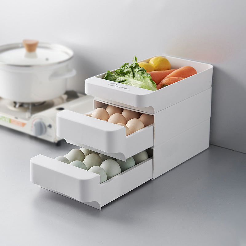 Three-Layer Plastic Egg Storage Box, Multi-Grid Refrigerator Organizer