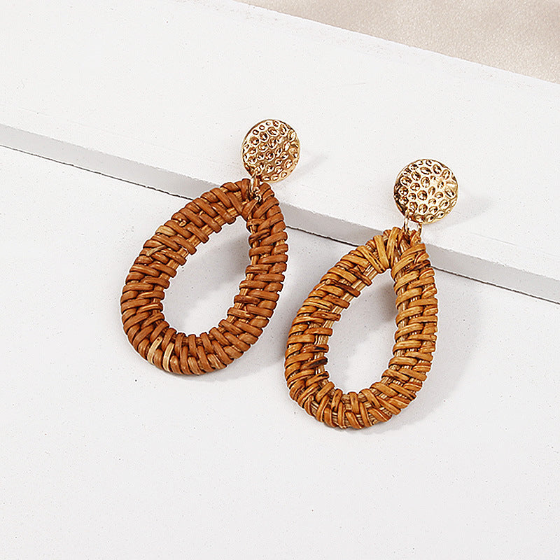 Water drop pendant earrings wooden