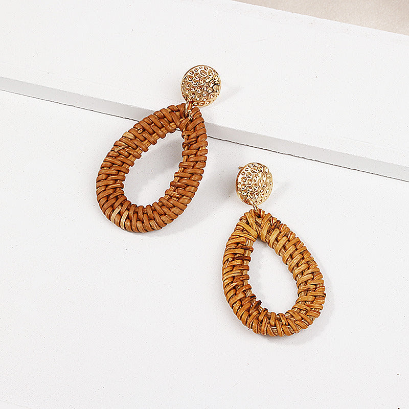 Water drop pendant earrings wooden