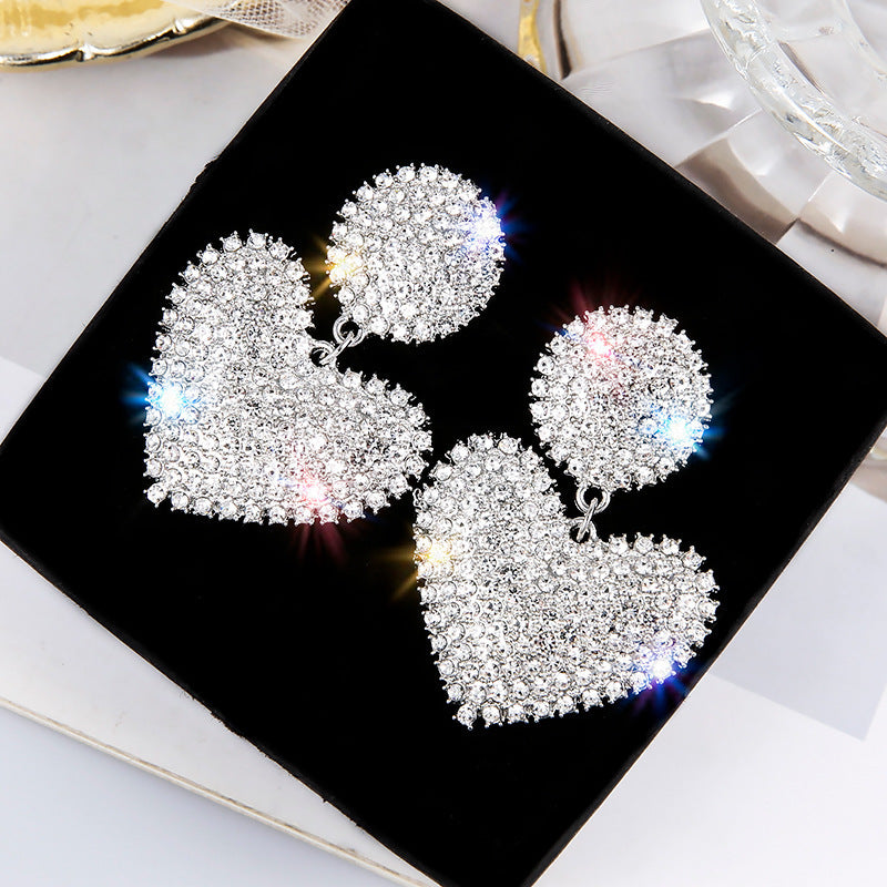 Pendientes de botón con forma de corazón de melocotón para mujer