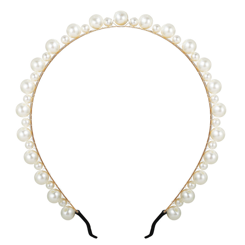 Diadema retro de perlas para mujer