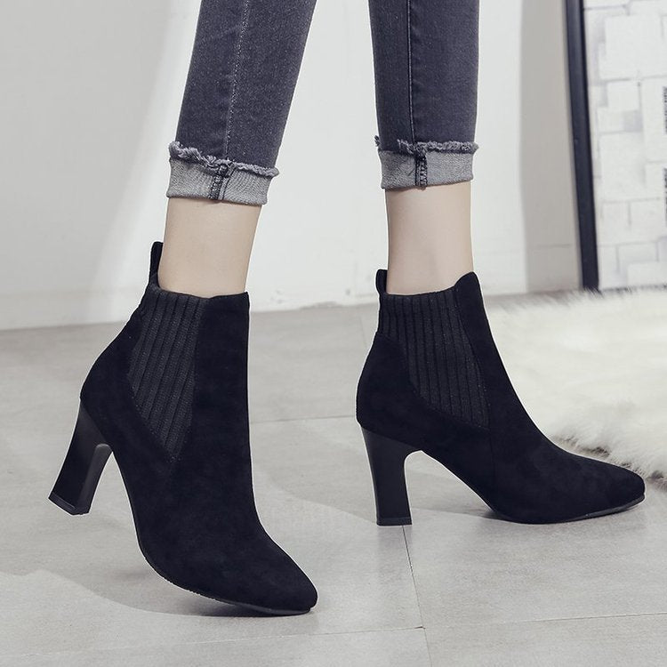 Suede Bare Boots High Heel Martin Boots