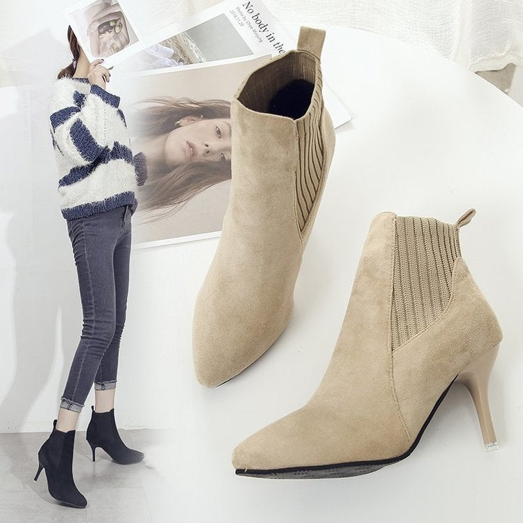 Suede Bare Boots High Heel Martin Boots