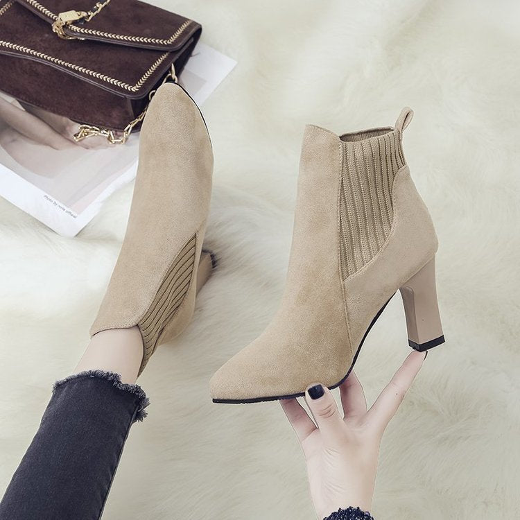 Suede Bare Boots High Heel Martin Boots