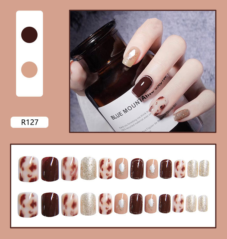 Pegatinas para decoración de uñas a presión, uñas postizas extraíbles
