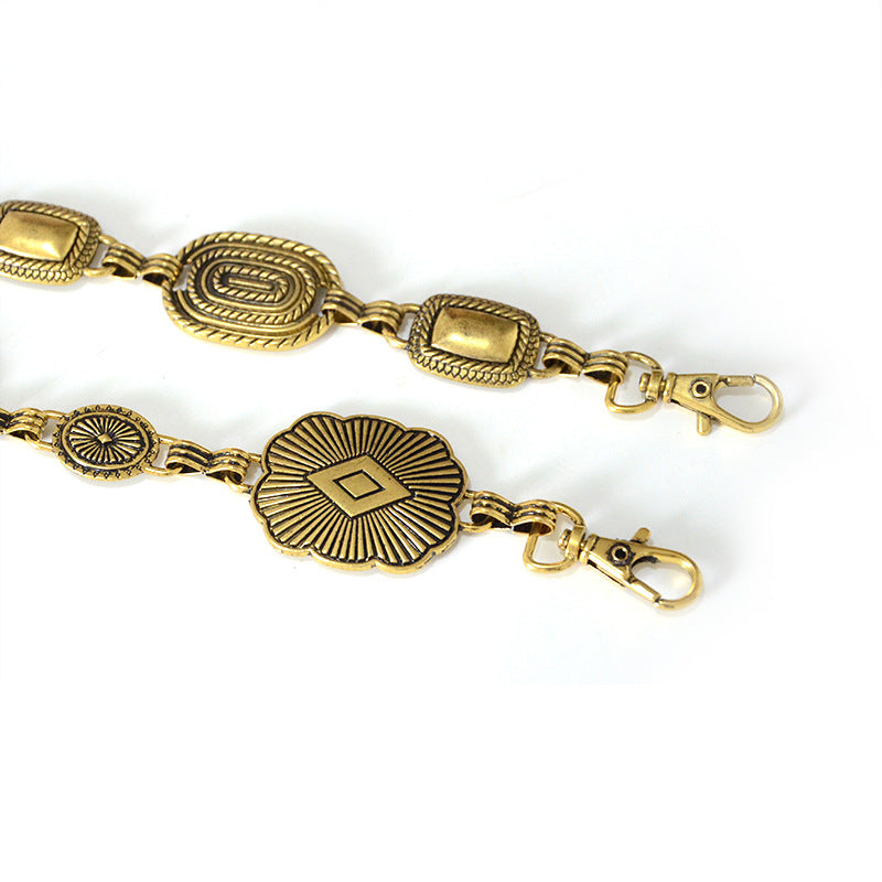 Retro copper buckle metal chain waist chain