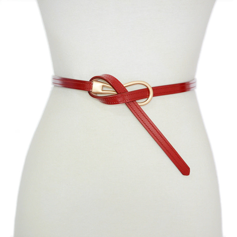 Real cowhide thin belt