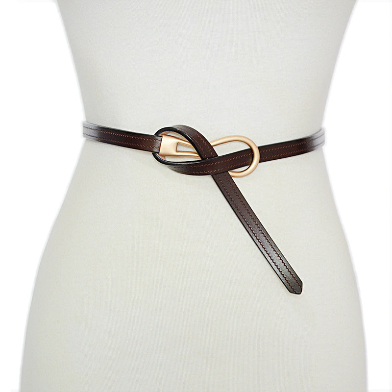Real cowhide thin belt