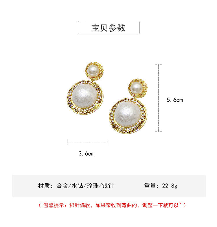 Pendientes de perlas grandes con forma de aguja de plata S925