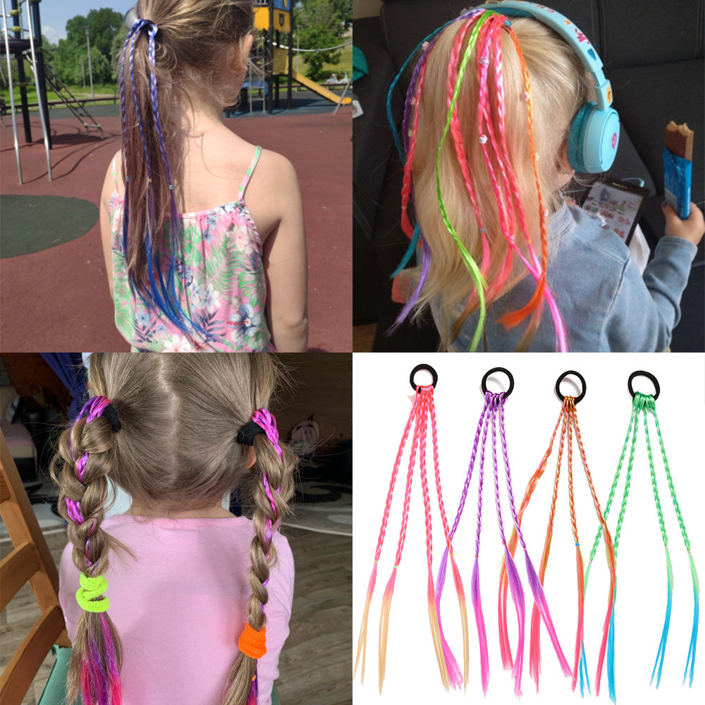 Trenza de cuerda para cabello con degradado colorido