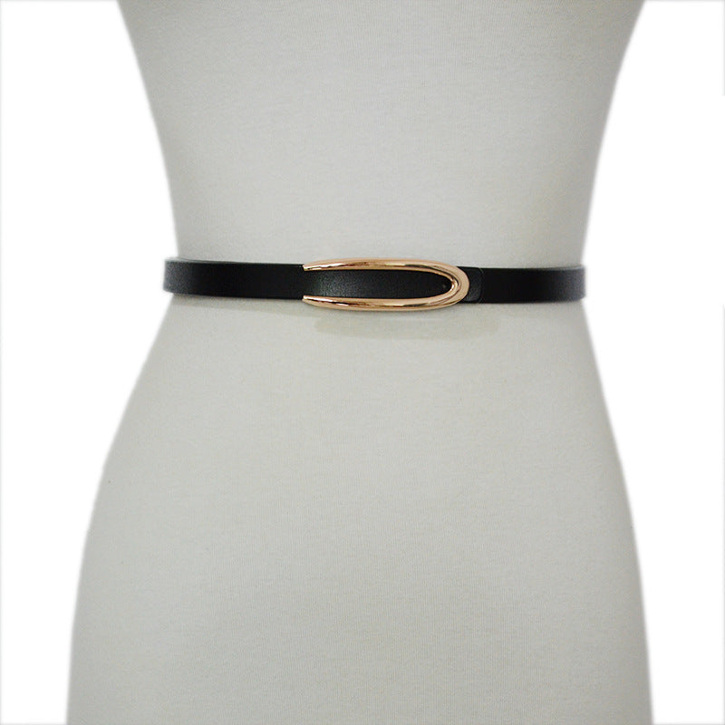 Real cowhide thin belt with skirt
